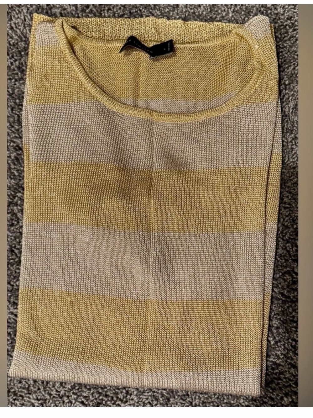 The Limited Metallic Gold Silver Striped Sweater Tunic Dress L Y2K